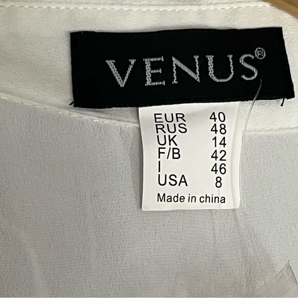 Venus dress grey white button shirt top ruched bottom short sleeve size 8 - Picture 8 of 15